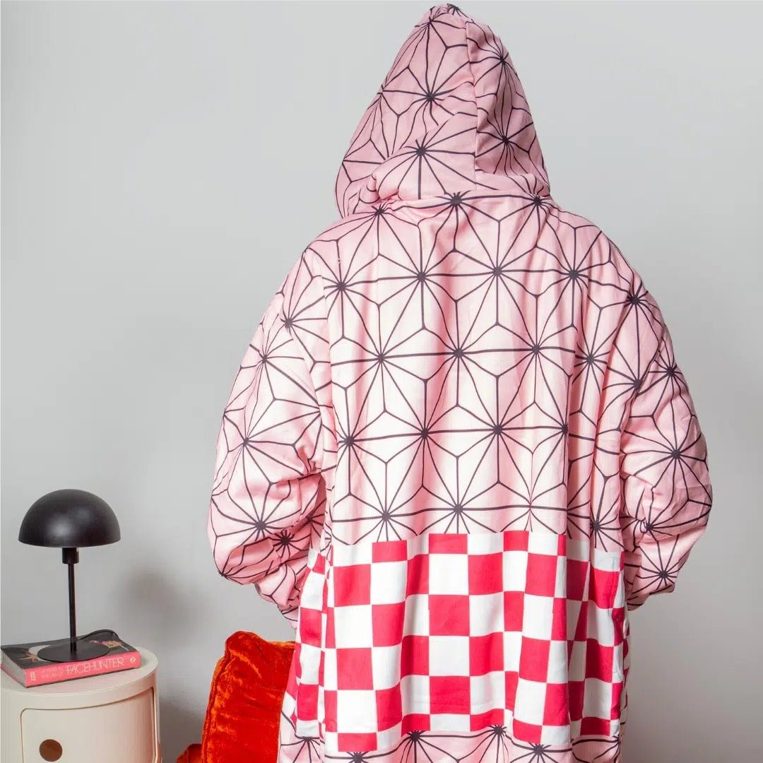 Nezuko Pink Asanoha Hoodie Blanket - Dimensional Era