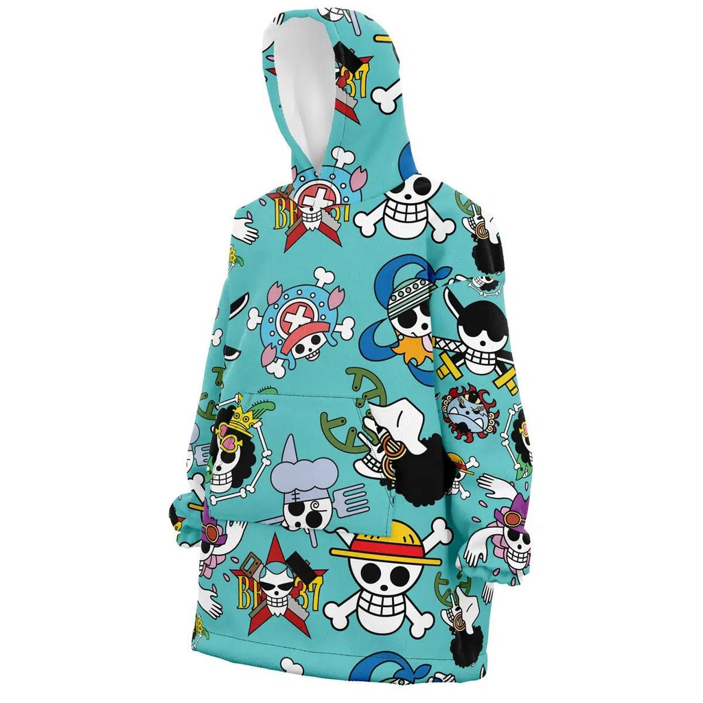 One Piece All Crew Jolly Roger Print Hoodie Blanket - Dimensional Era