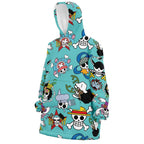 One Piece All Crew Jolly Roger Print Hoodie Blanket - Dimensional Era