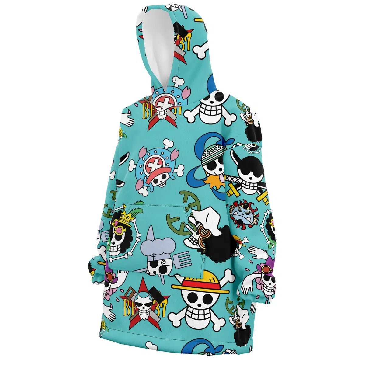 One Piece All Crew Jolly Roger Print Hoodie Blanket - Dimensional Era
