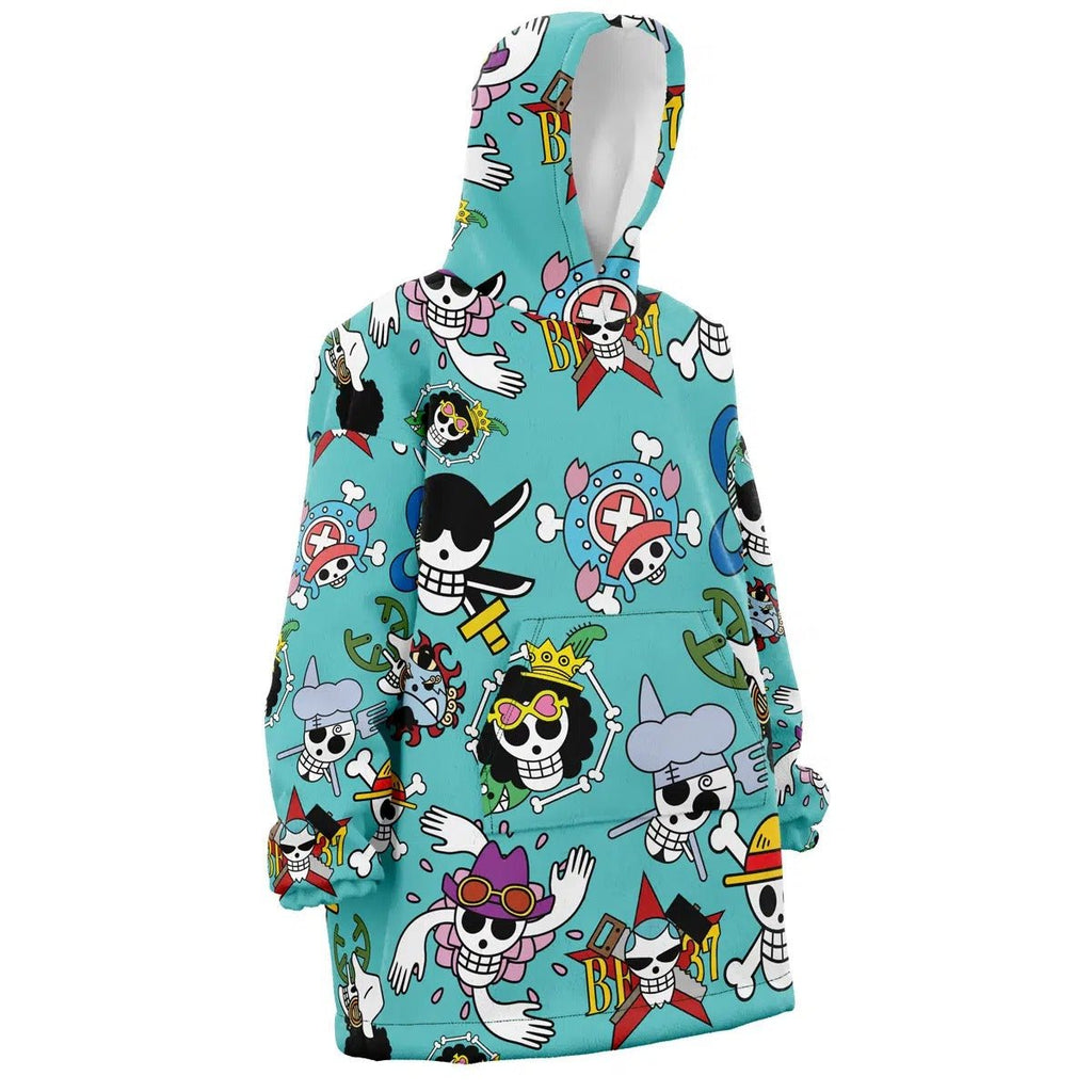 One Piece All Crew Jolly Roger Print Hoodie Blanket - Dimensional Era