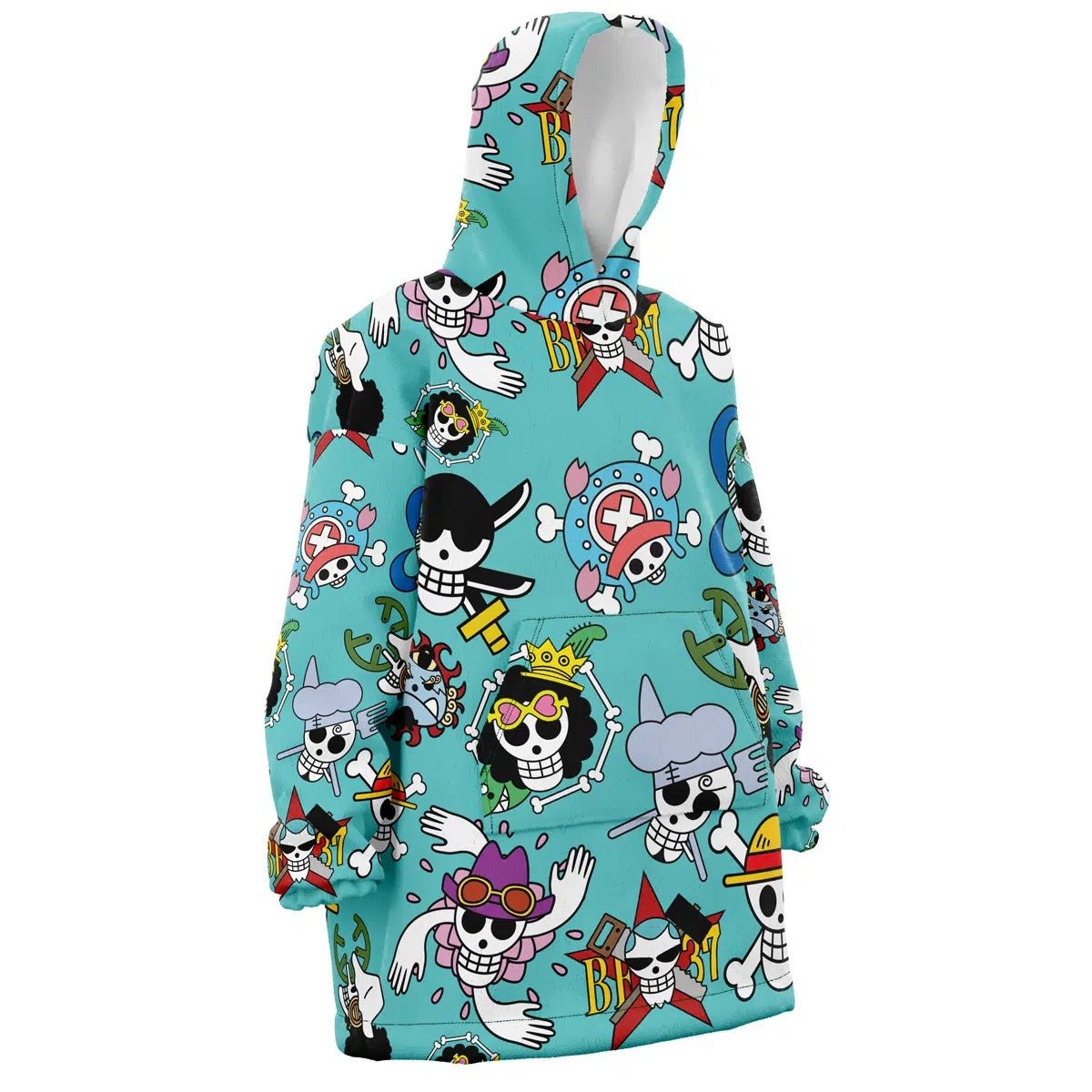 One Piece All Crew Jolly Roger Print Hoodie Blanket - Dimensional Era