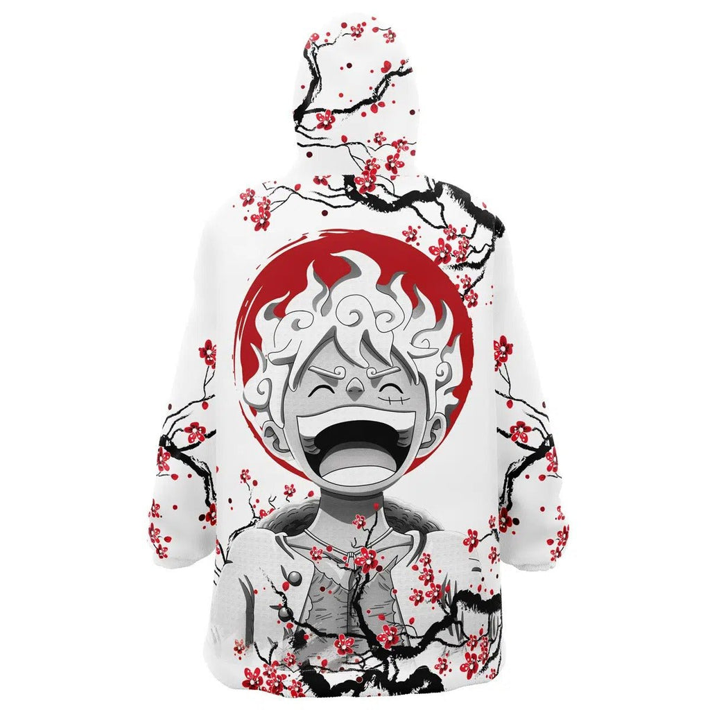 One Piece Luffy Nika Plum Blossom Hoodie Blanket - Dimensional Era
