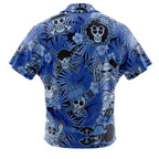 One Piece Skull Logo Blue Hawaiian Shirt - Dimensional Era