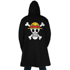 One Piece Straw Hat Pirates Skull Sherpa Lined Long Hooded Coat - Dimensional Era