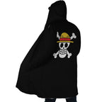 One Piece Straw Hat Pirates Skull Sherpa Lined Long Hooded Coat - Dimensional Era
