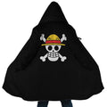 One Piece Straw Hat Pirates Skull Sherpa Lined Long Hooded Coat - Dimensional Era
