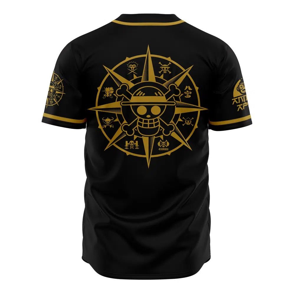 One Piece Straw Hats Grand Fleet Black Gold Baseball Jersey - Dimensional Era