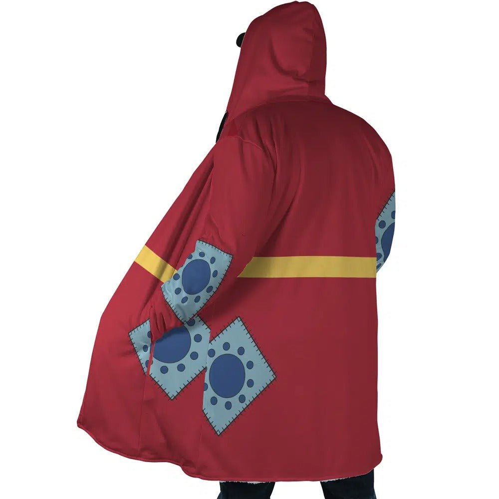 One Piece Wano Luffy Patch Fleece Hooded Cloak - Dimensional Era