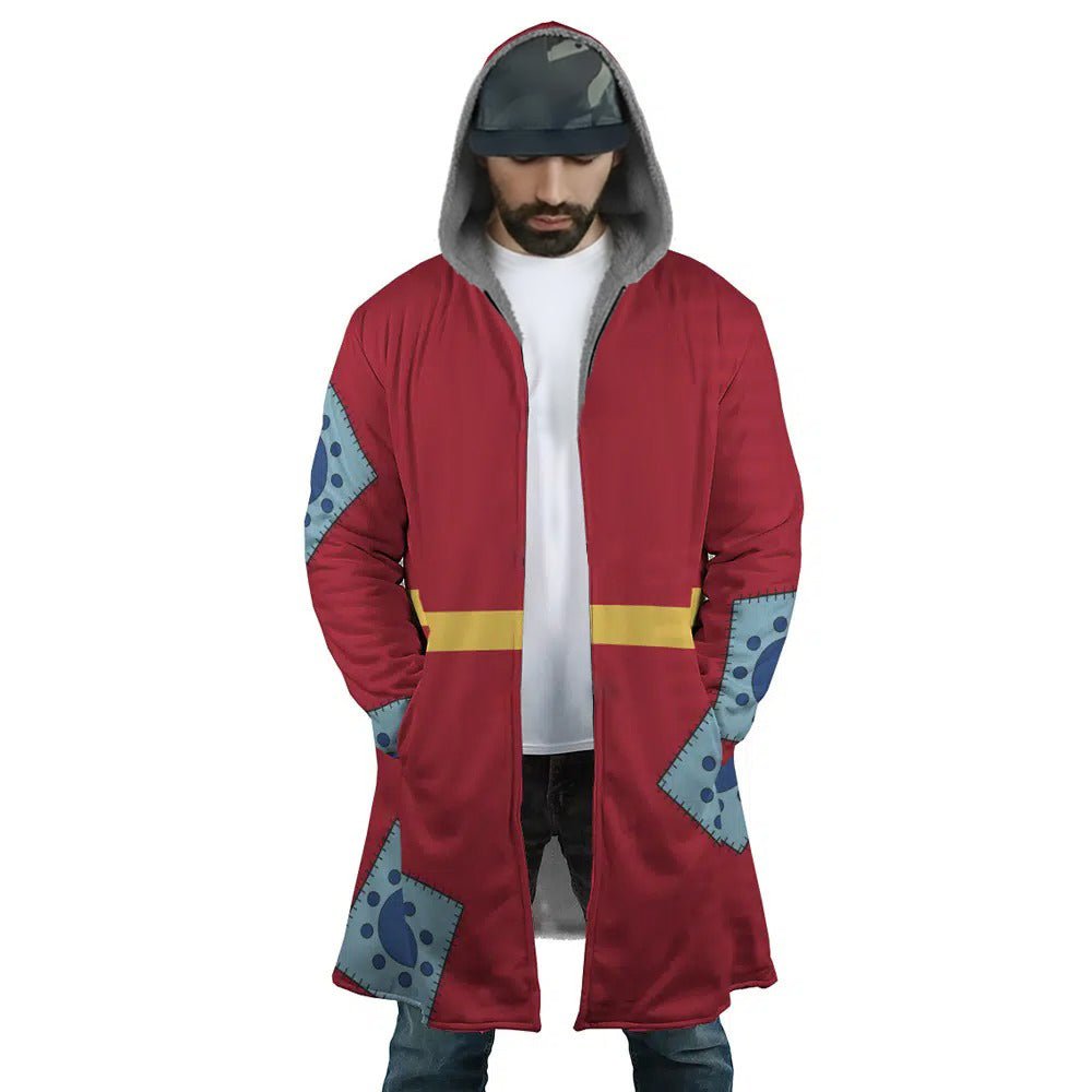 One Piece Wano Luffy Patch Fleece Hooded Cloak - Dimensional Era