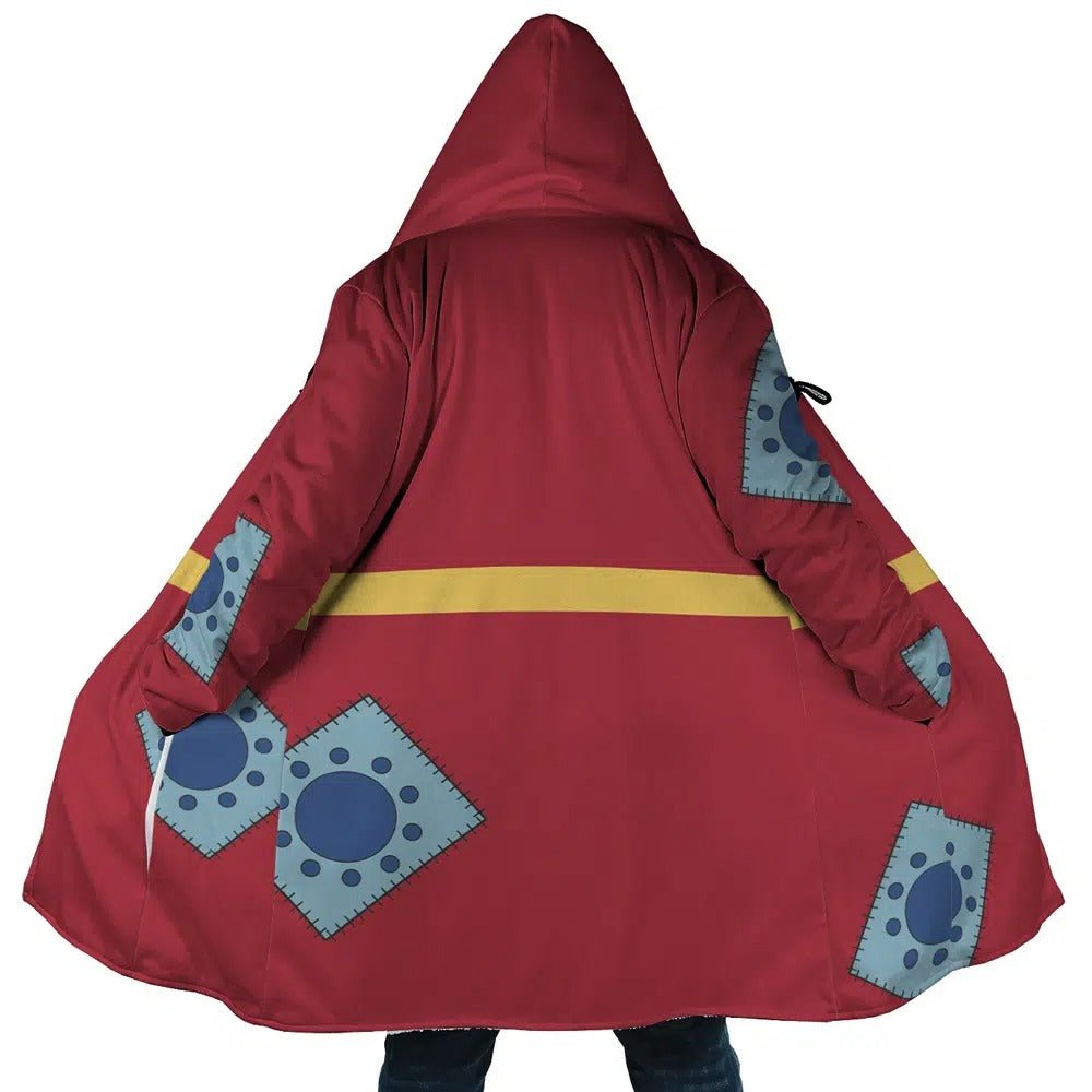 One Piece Wano Luffy Patch Fleece Hooded Cloak - Dimensional Era