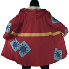One Piece Wano Luffy Patch Fleece Hooded Cloak - Dimensional Era
