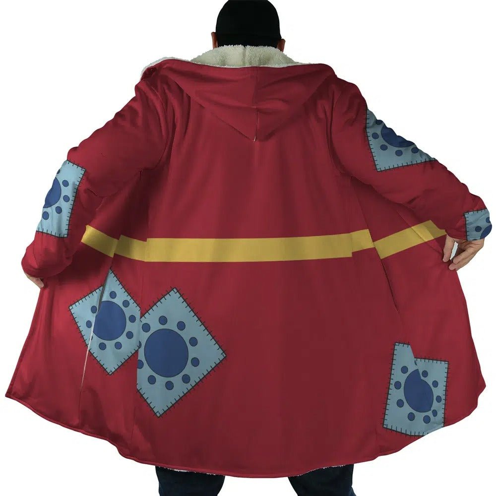 One Piece Wano Luffy Patch Fleece Hooded Cloak - Dimensional Era