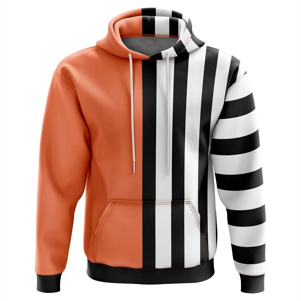 Orange Black Stripe Split Hoodie - Dimensional Era