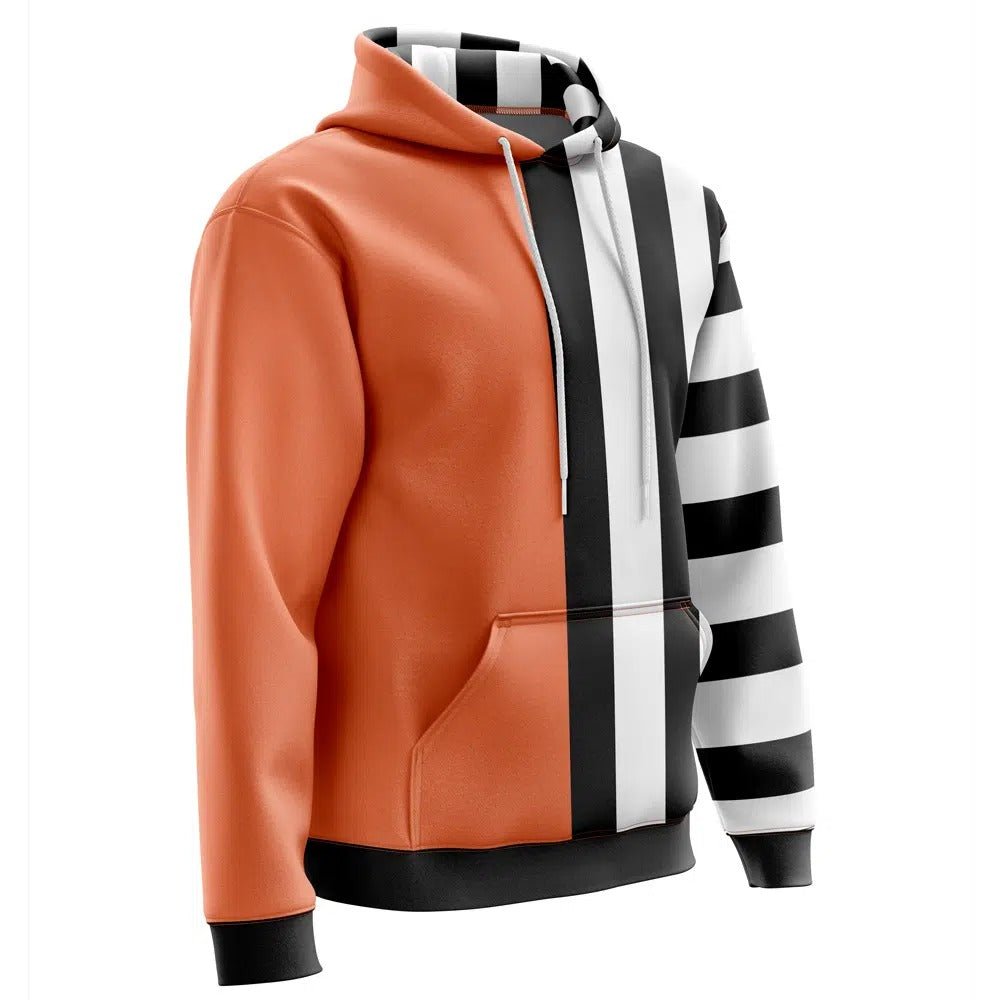 Orange Black Stripe Split Hoodie - Dimensional Era
