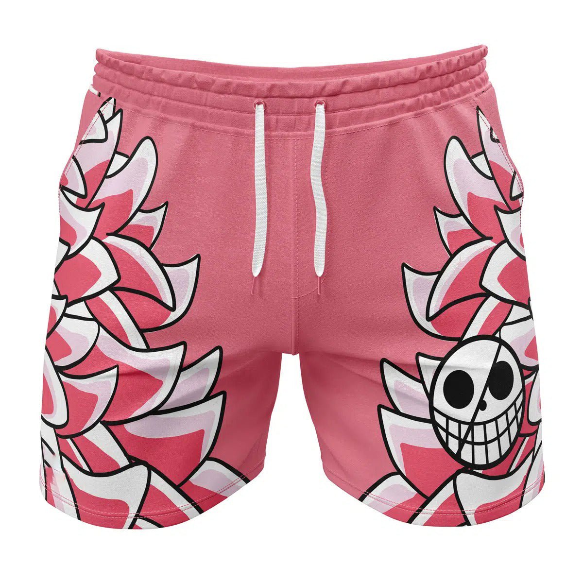 Pink Anime Flame Print Drawstring Shorts - Dimensional Era
