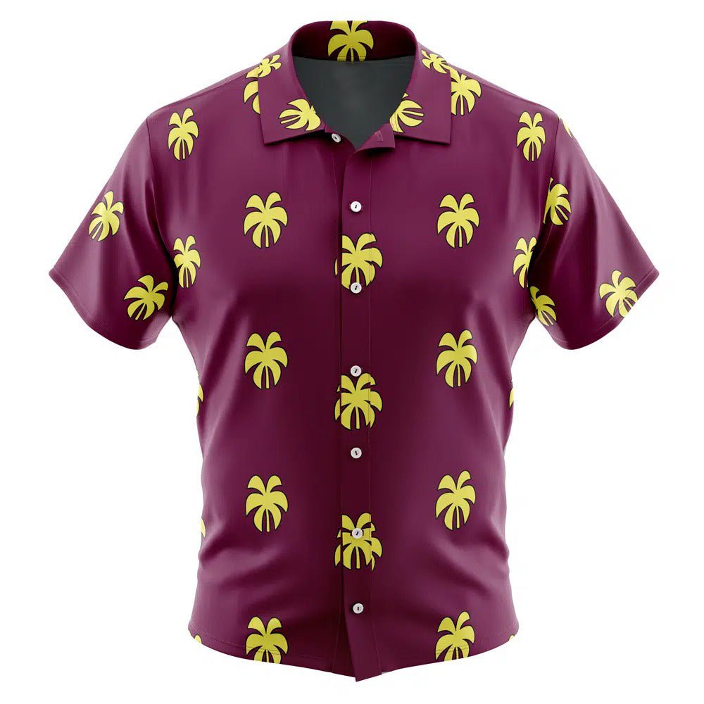 Plum Purple Yellow Palm Tree Hawaiian Shirt - Dimensional Era