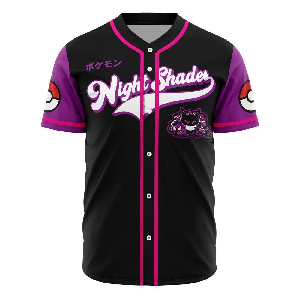 Pokemon Gengar Ghost Logo Night Shades Anime Baseball Jersey - Dimensional Era