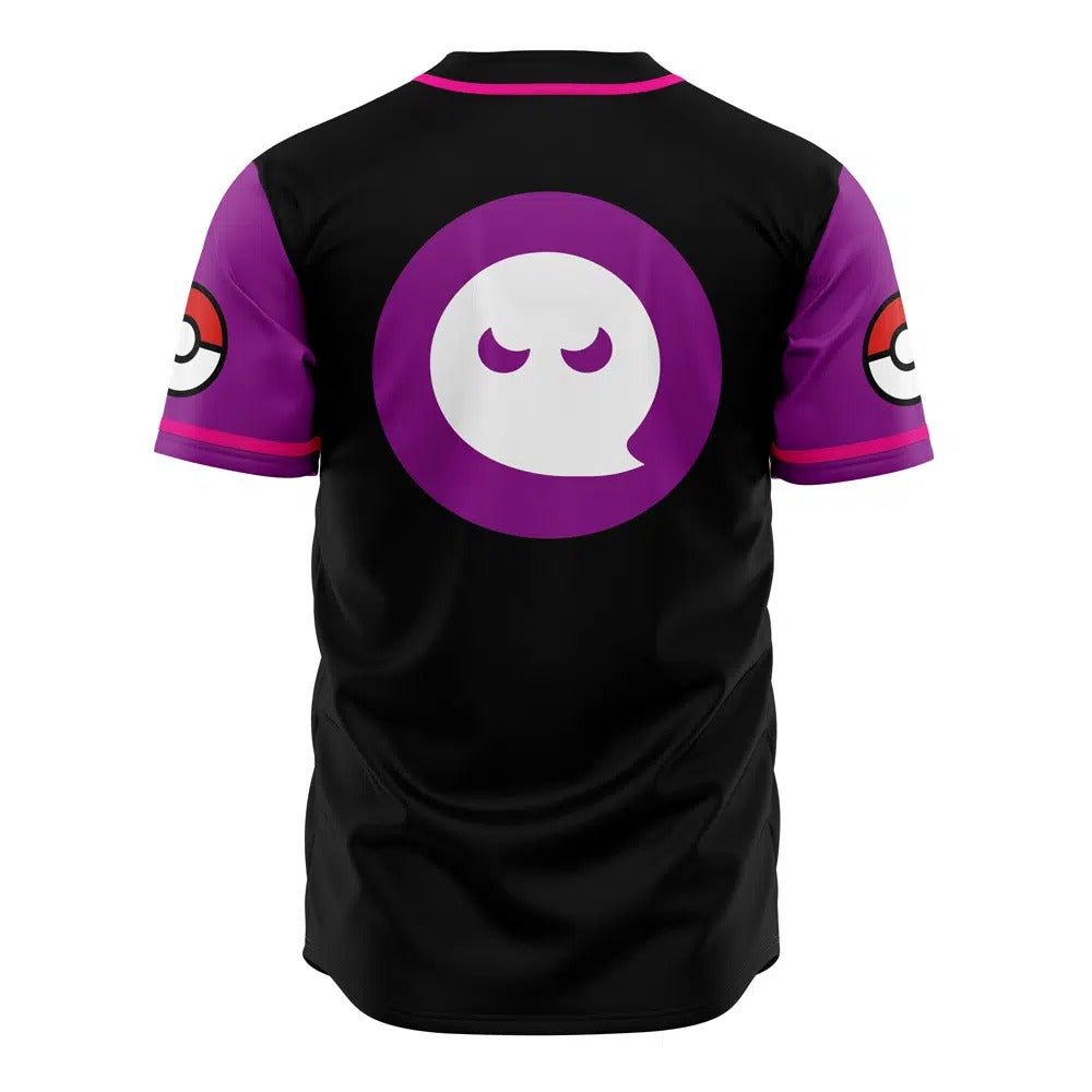 Pokemon Gengar Ghost Logo Night Shades Anime Baseball Jersey - Dimensional Era
