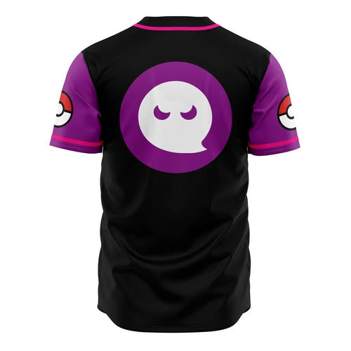 Pokemon Gengar Ghost Logo Night Shades Anime Baseball Jersey - Dimensional Era