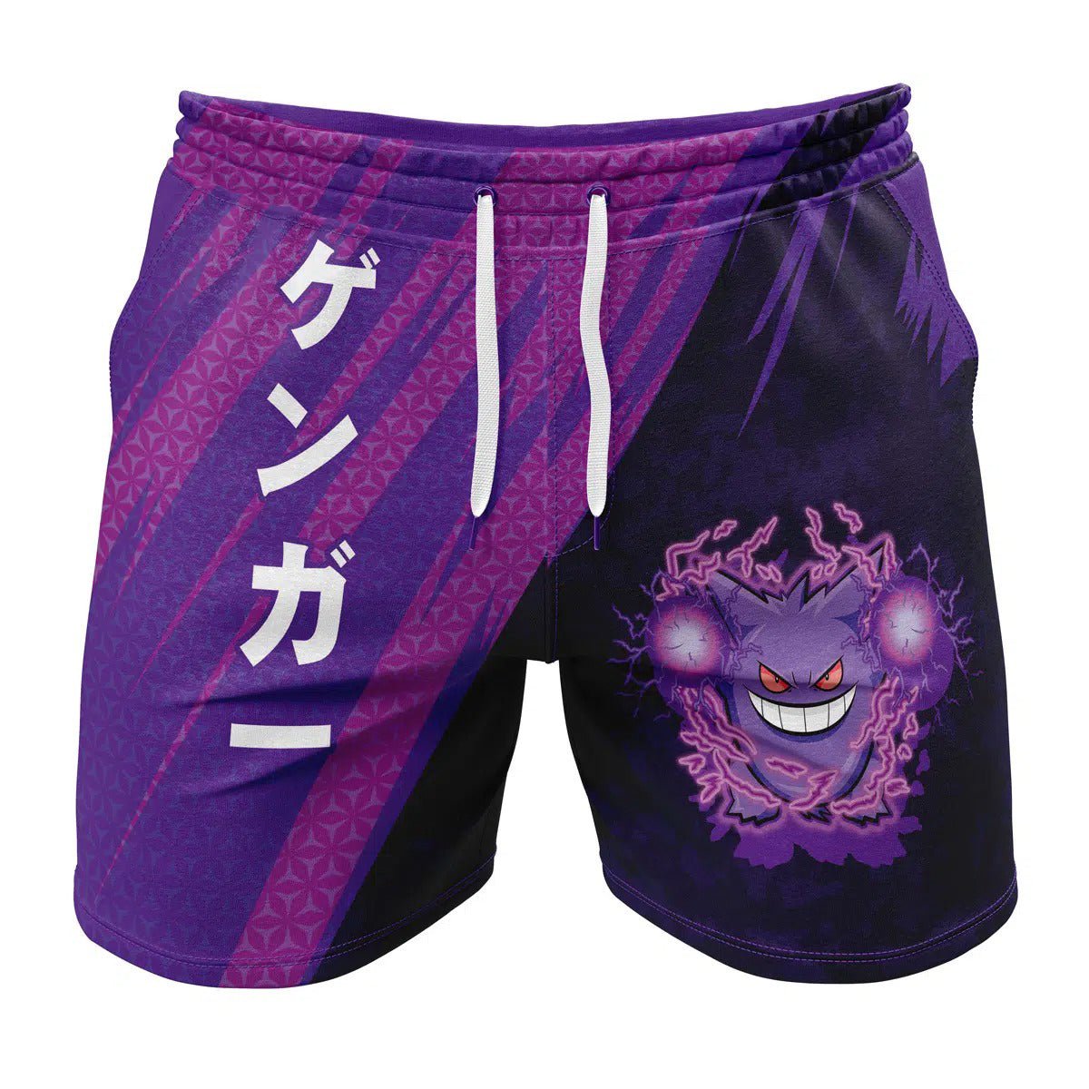 Pokemon Gengar Purple Stripe Drawstring Shorts - Dimensional Era
