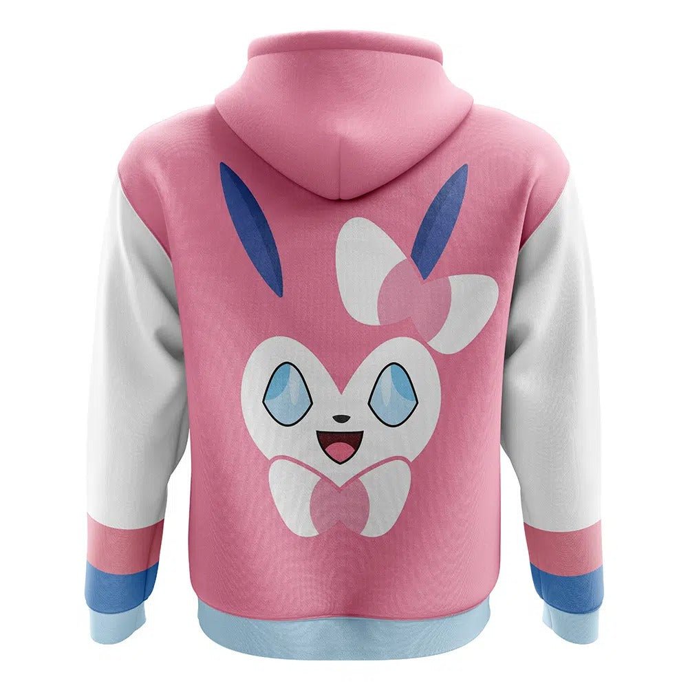 Pokémon Sylveon Pink White Color-Block Zip-Up Hoodie - Dimensional Era