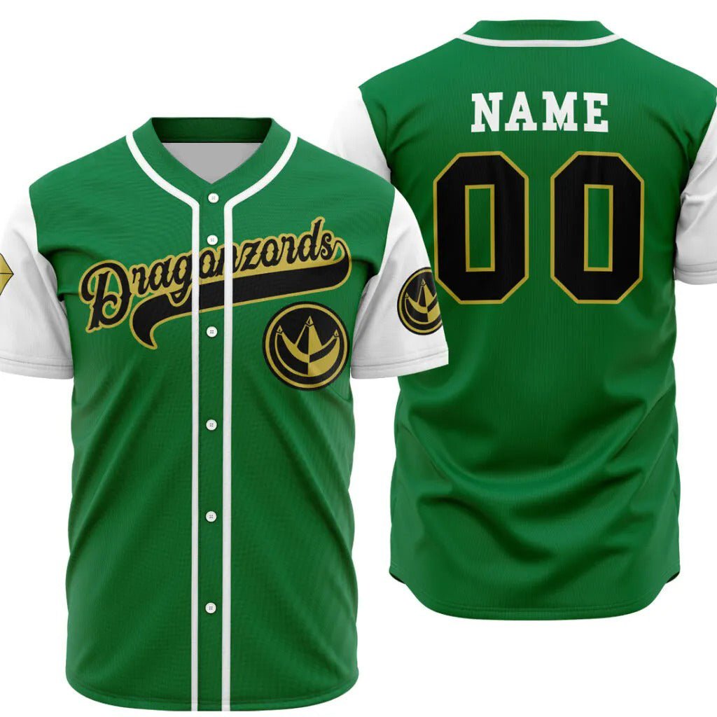 Power Rangers Green Dragonzords Custom Baseball Jersey - Dimensional Era