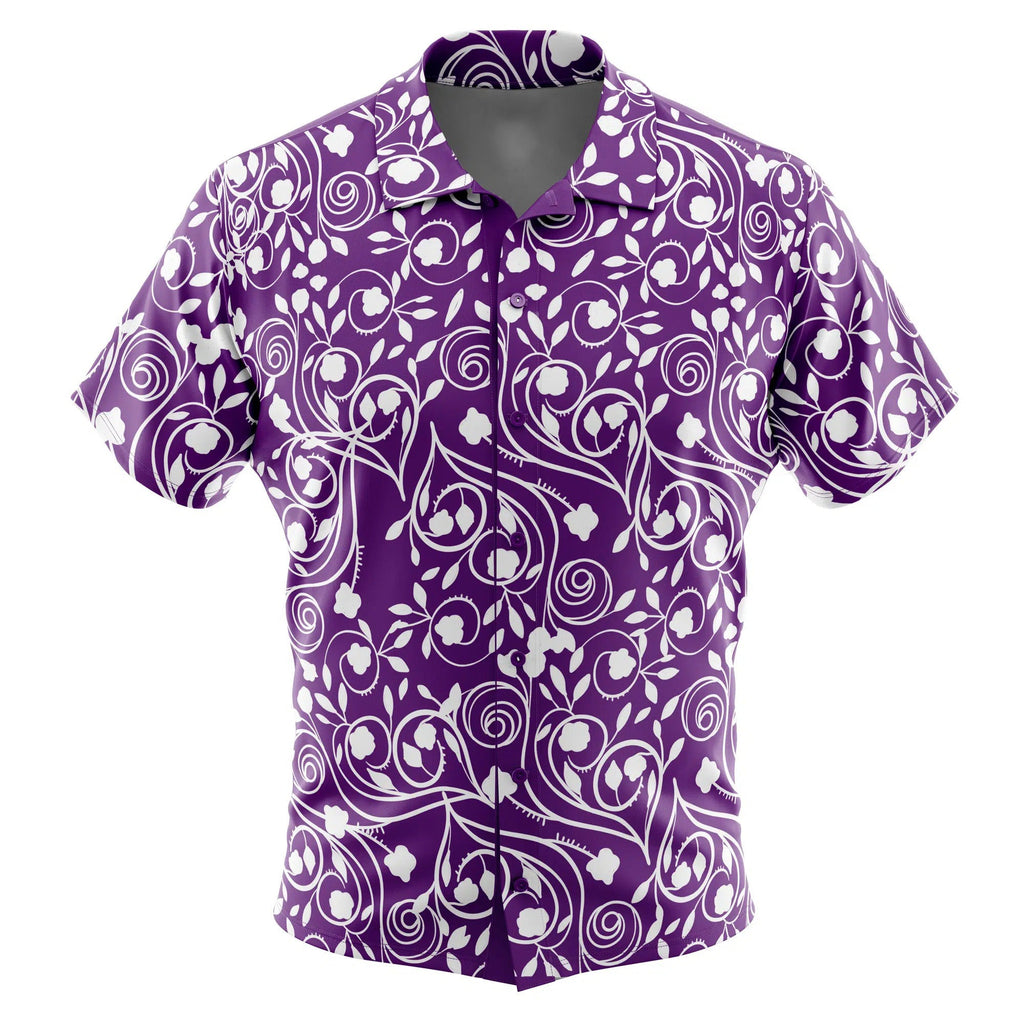 Purple White Swirl Floral Hawaiian Shirt - Dimensional Era