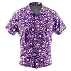 Purple White Swirl Floral Hawaiian Shirt - Dimensional Era