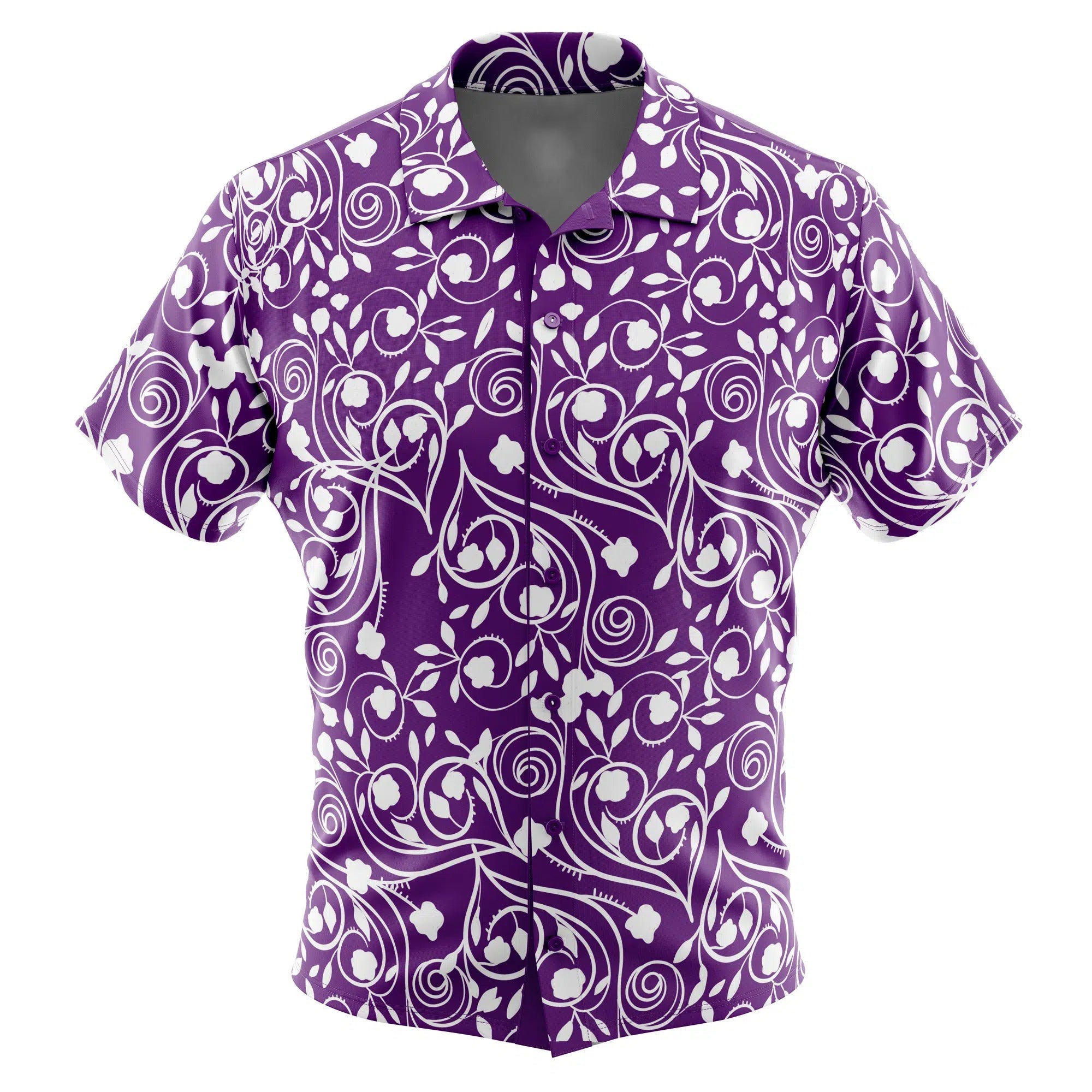 Purple White Swirl Floral Hawaiian Shirt - Dimensional Era