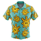 Super Mario Sunshine Shine Sprite Turquoise Hawaiian Shirt - Dimensional Era