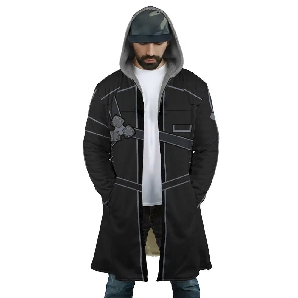 Sword Art Online Line Print Fleece Hooded Cloak - Dimensional Era