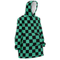 Tanjiro Green Black Check Hoodie Blanket - Dimensional Era