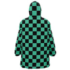 Tanjiro Green Black Check Hoodie Blanket - Dimensional Era