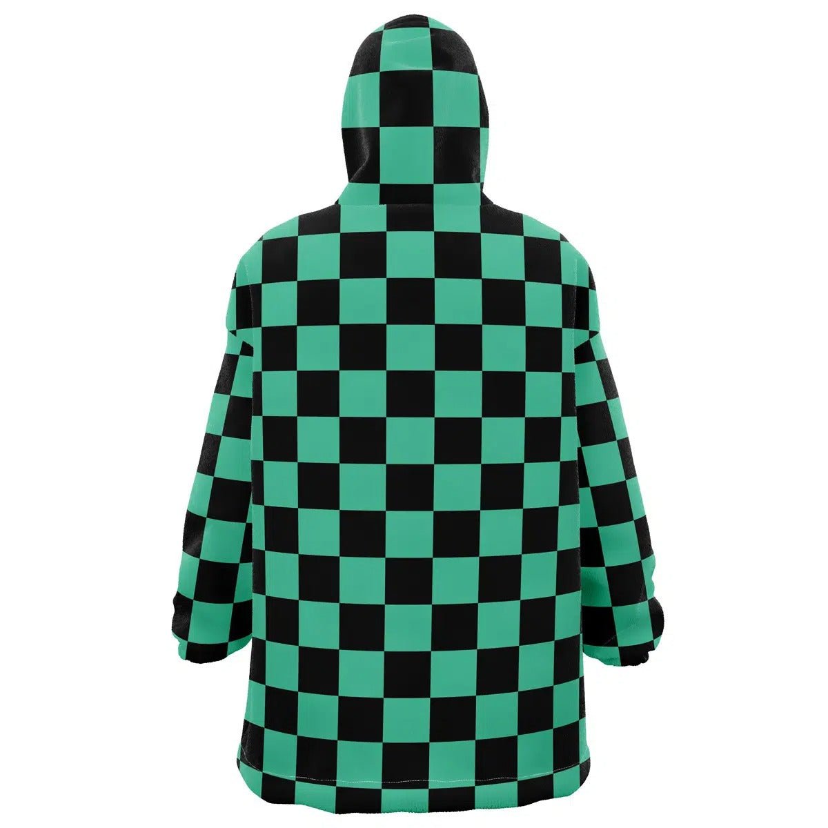 Tanjiro Green Black Check Hoodie Blanket - Dimensional Era