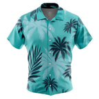 Teal Gradient Palm Tree All Over Print Hawaiian Shirt - Dimensional Era