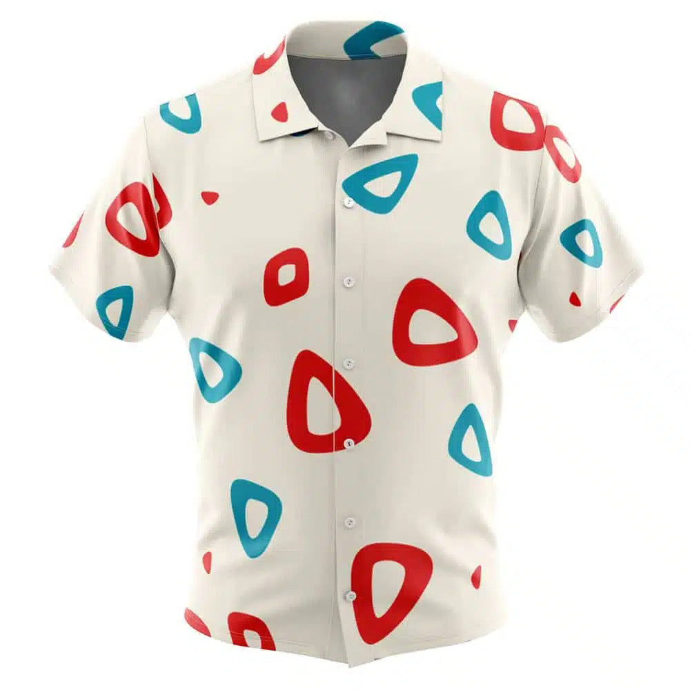 White Base Red Blue Irregular Triangle Print Hawaiian Shirt