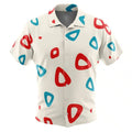White Base Red Blue Irregular Triangle Print Hawaiian Shirt