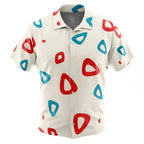 White Base Red Blue Irregular Triangle Print Hawaiian Shirt