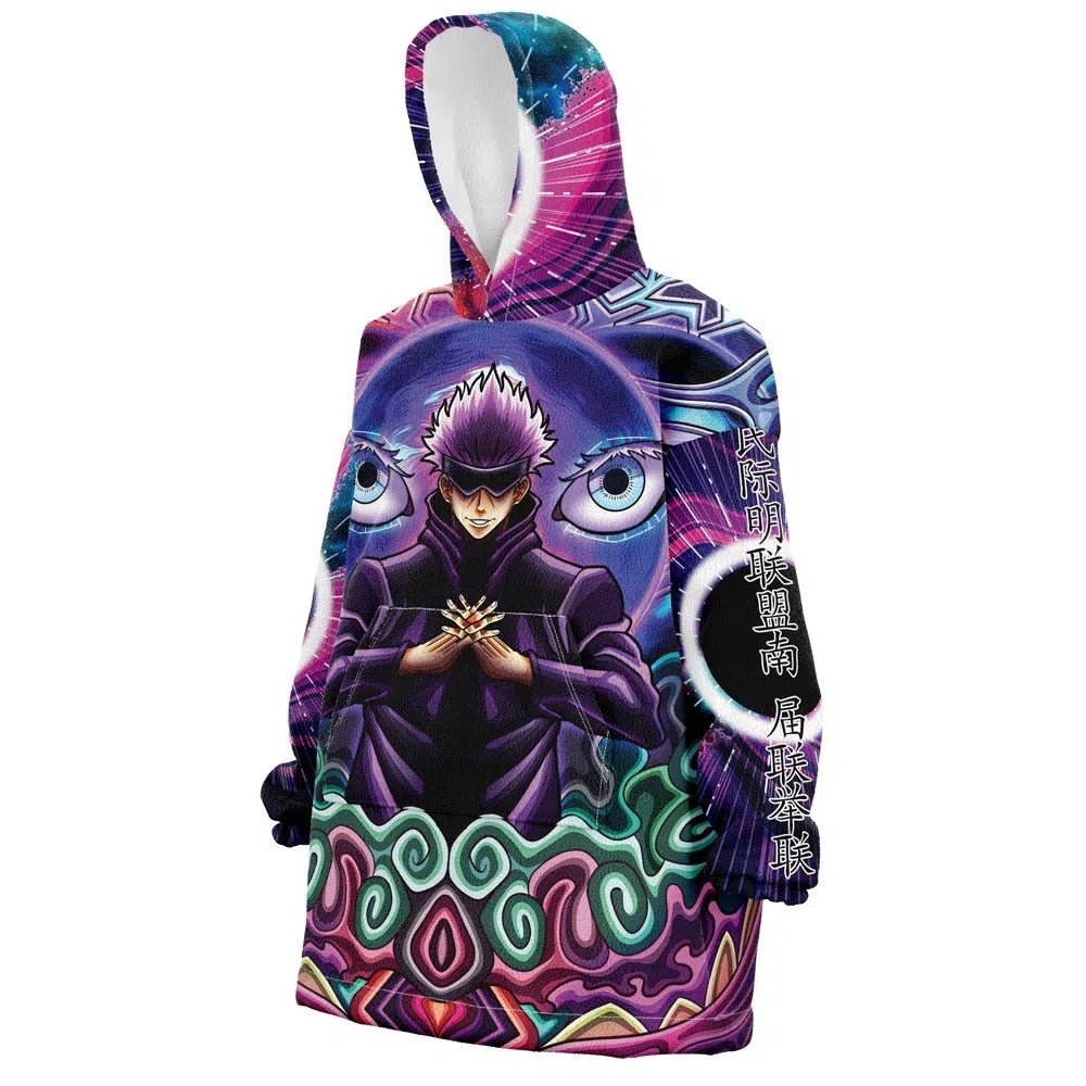 Trippy Satoru Gojo Colorful Hoodie Blanket - Dimensional Era