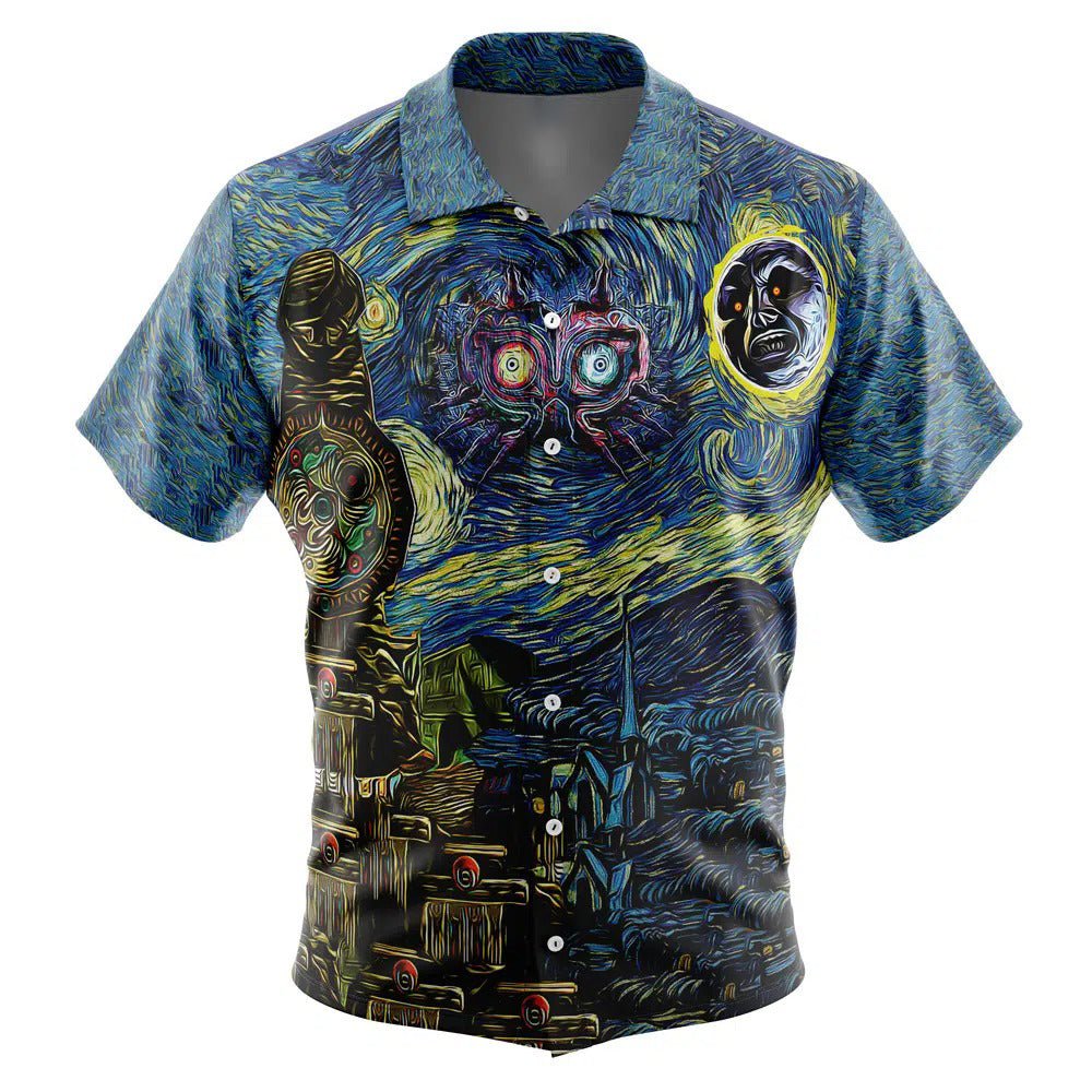 Van Gogh Starry Night Majora's Mask Zelda Hawaiian Shirt - Dimensional Era