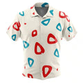 White Base Red Blue Irregular Triangle Print Hawaiian Shirt - Dimensional Era