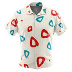 White Base Red Blue Irregular Triangle Print Hawaiian Shirt - Dimensional Era