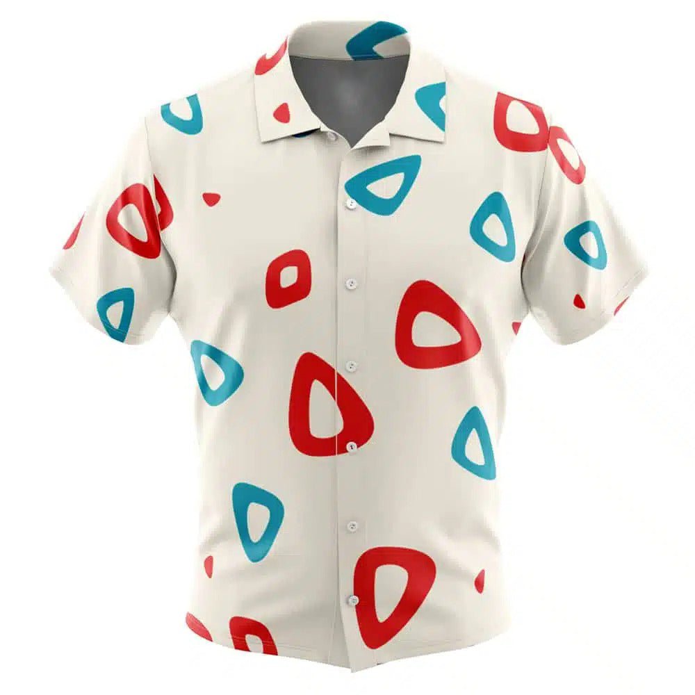 White Base Red Blue Irregular Triangle Print Hawaiian Shirt - Dimensional Era