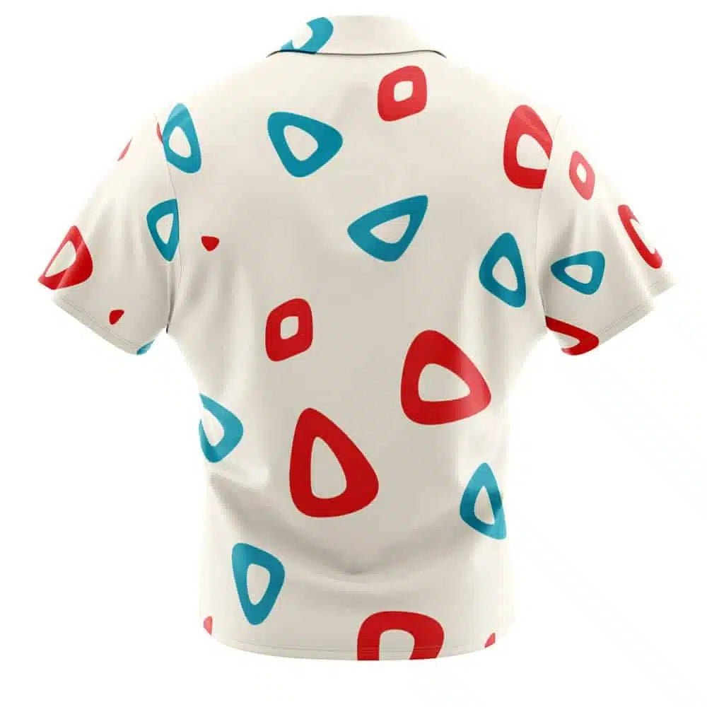 White Base Red Blue Irregular Triangle Print Hawaiian Shirt - Dimensional Era