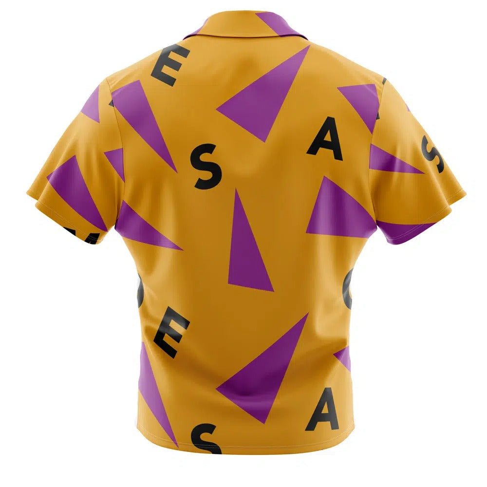 Yellow Purple Triangle Letter Print Hawaiian Shirt - Dimensional Era