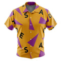 Yellow Purple Triangle Letter Print Hawaiian Shirt - Dimensional Era