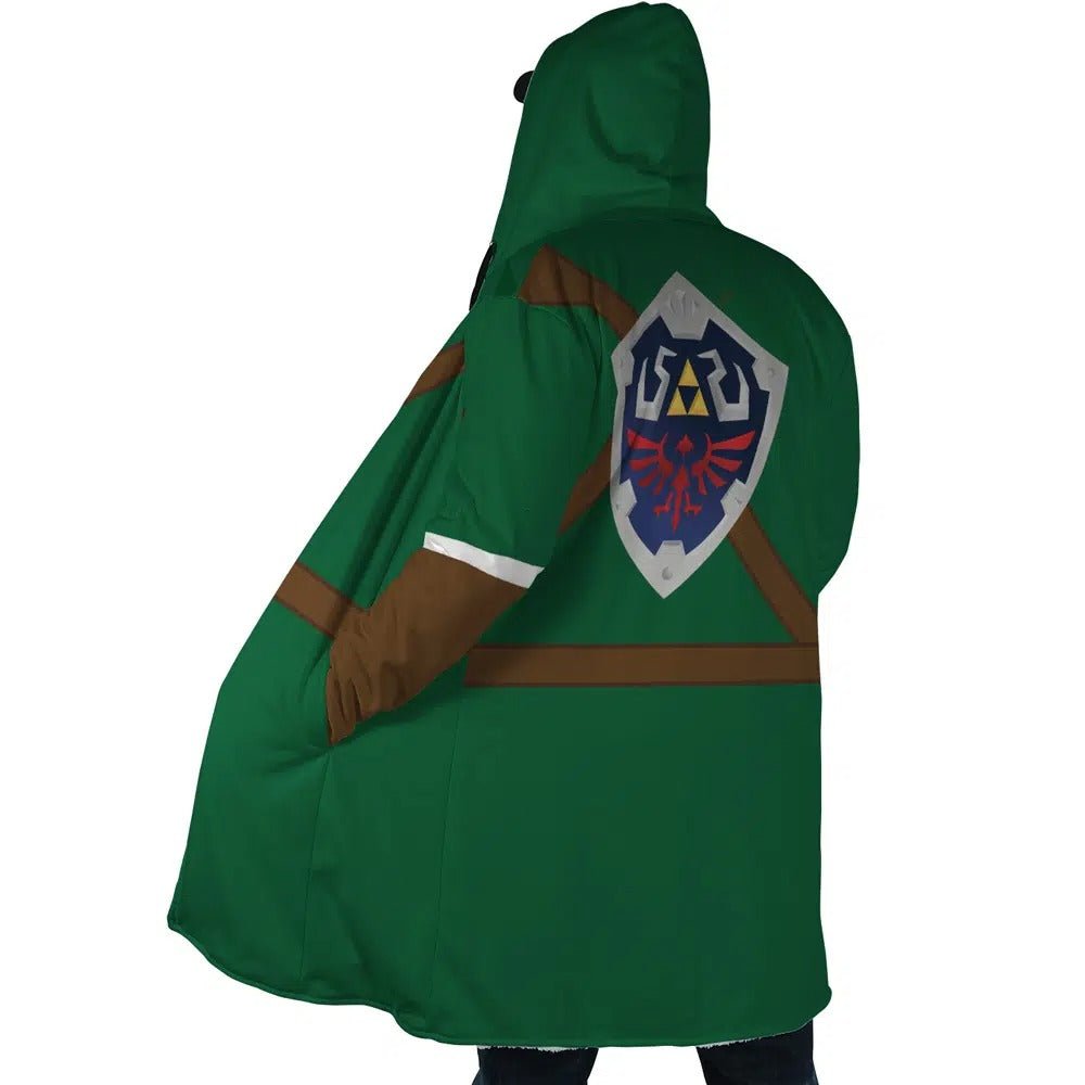 Zelda Link Triforce Shield Fleece Hooded Cloak - Dimensional Era
