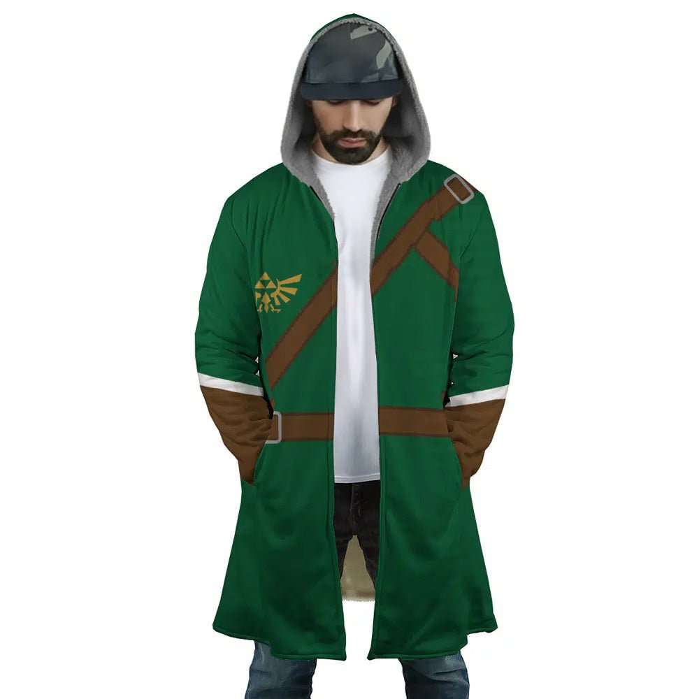 Zelda Link Triforce Shield Fleece Hooded Cloak - Dimensional Era