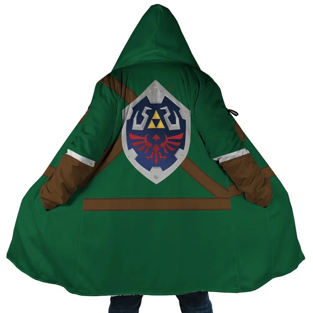 Zelda Link Triforce Shield Fleece Hooded Cloak - Dimensional Era